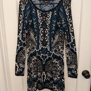 Style & Co Sweater Dress Paisley Sz M Midi Stretch Boho Y2K